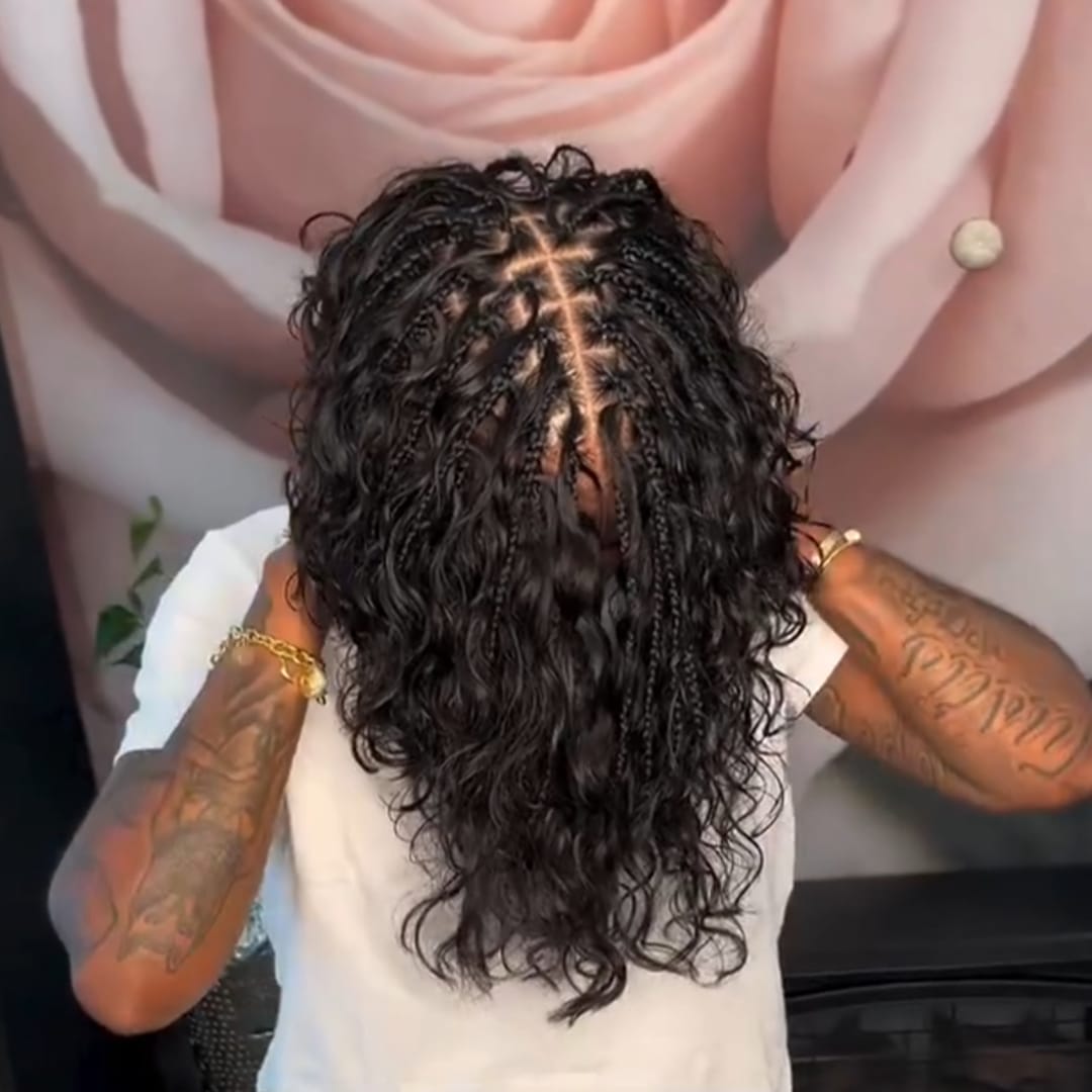 ailuxyhair-fr AILUXY 003 AILUXY Perruque en Dentelle avec Une Coupe Frontale, Demi-tresse Bouclée, une Coiffure Africaine Populaire identique à la vidéo