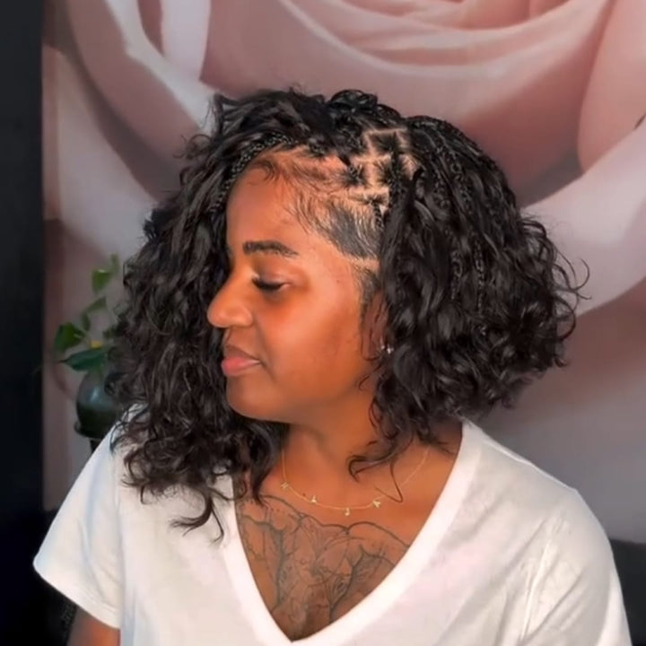 ailuxyhair-fr AILUXY 003 AILUXY Perruque en Dentelle avec Une Coupe Frontale, Demi-tresse Bouclée, une Coiffure Africaine Populaire identique à la vidéo