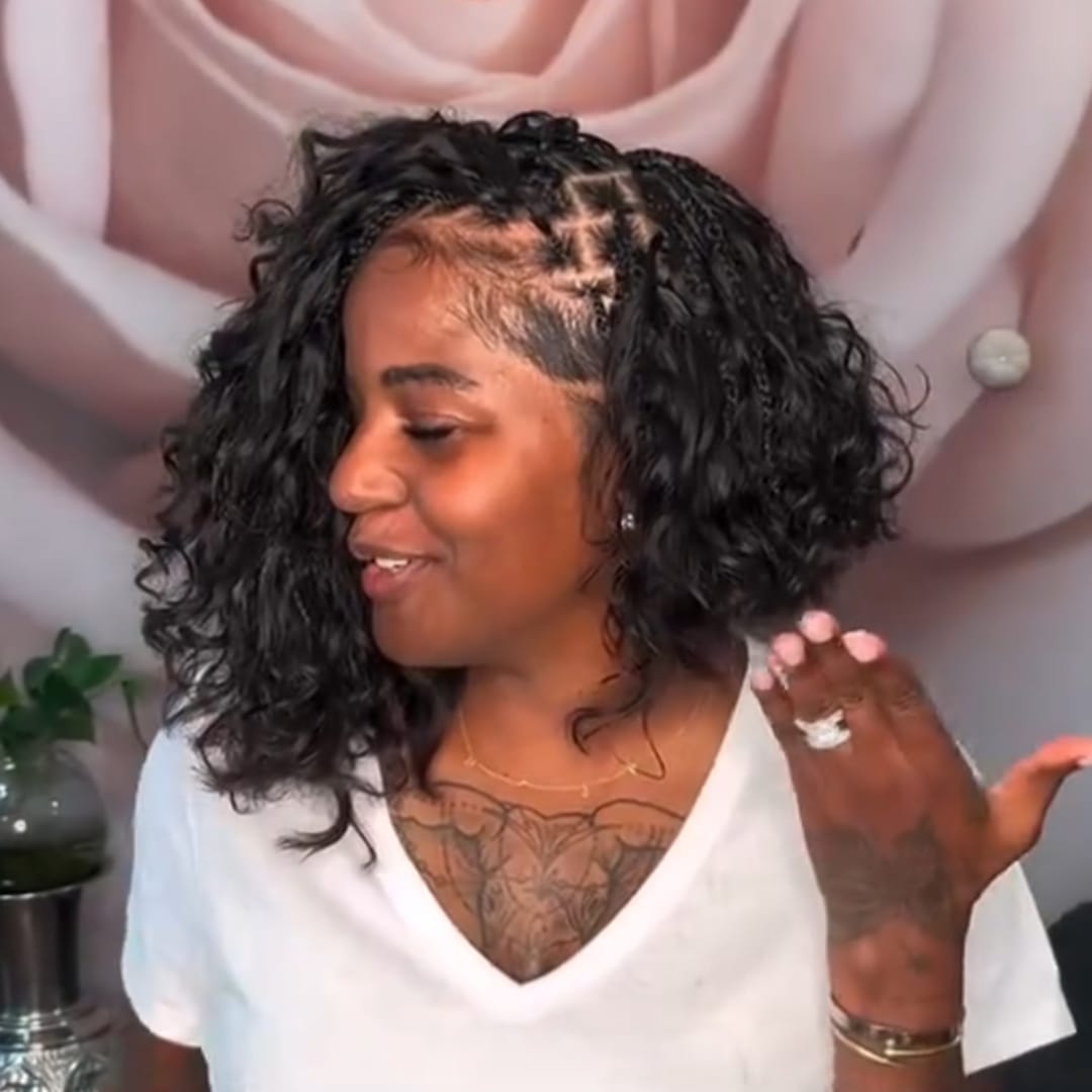 ailuxyhair-fr AILUXY 003 AILUXY Perruque en Dentelle avec Une Coupe Frontale, Demi-tresse Bouclée, une Coiffure Africaine Populaire identique à la vidéo