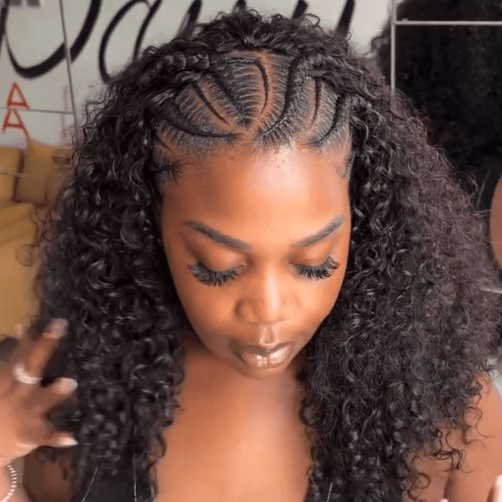 ailuxyhair-fr AILUXY 003 AILUXY Perruque Frontale à Tresses Plaquées avec Boucles Longues Serrées, Style Africain Naturel