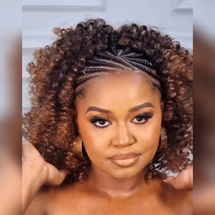 ailuxyhair-fr AILUXY 003 Perruque Lace Front AILUXY Lace Frontal Tressée Perruque Coiffure Afro Tresses Rayonnées Ombré
