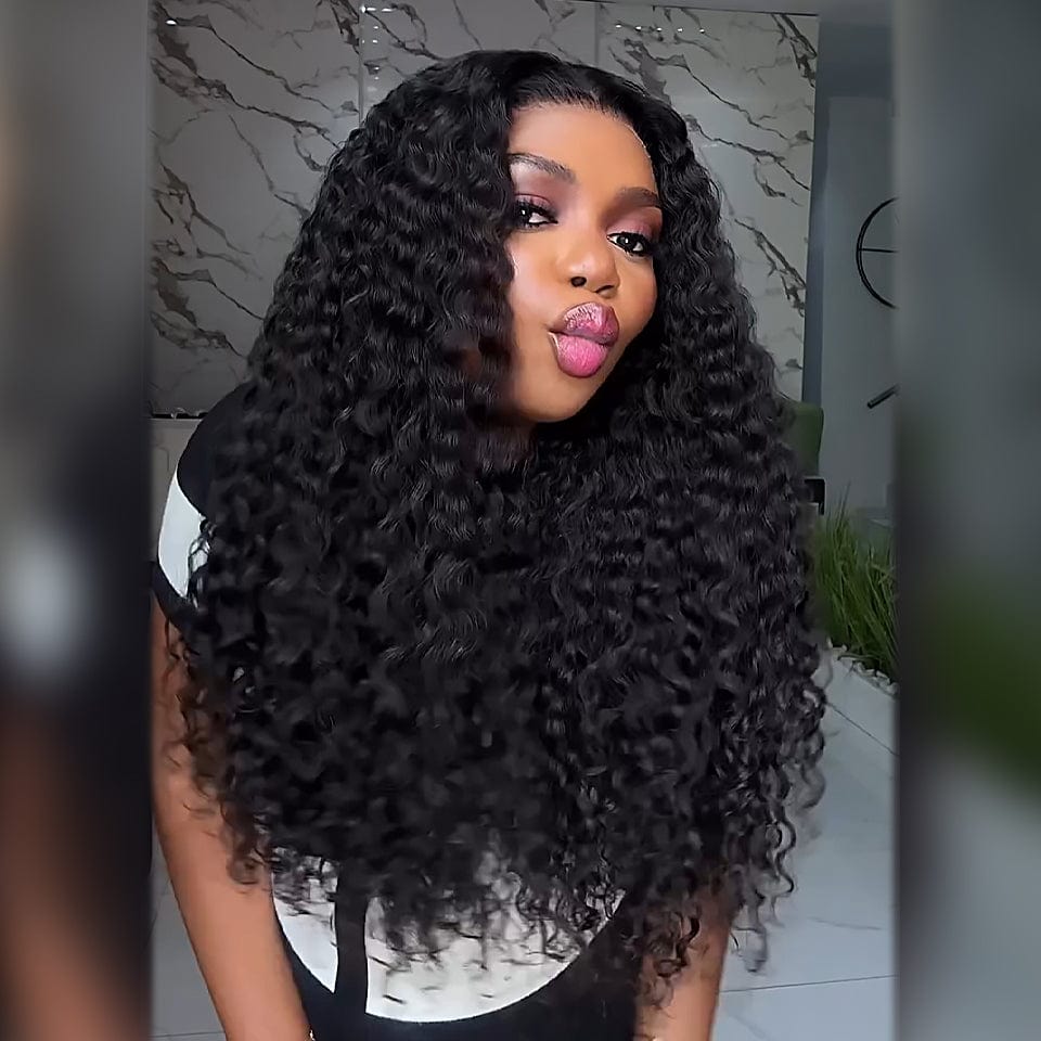 ailuxyhair-fr AILUXY 13x4 Lace bouclée Longue Noir Perruque PROMO FLASH