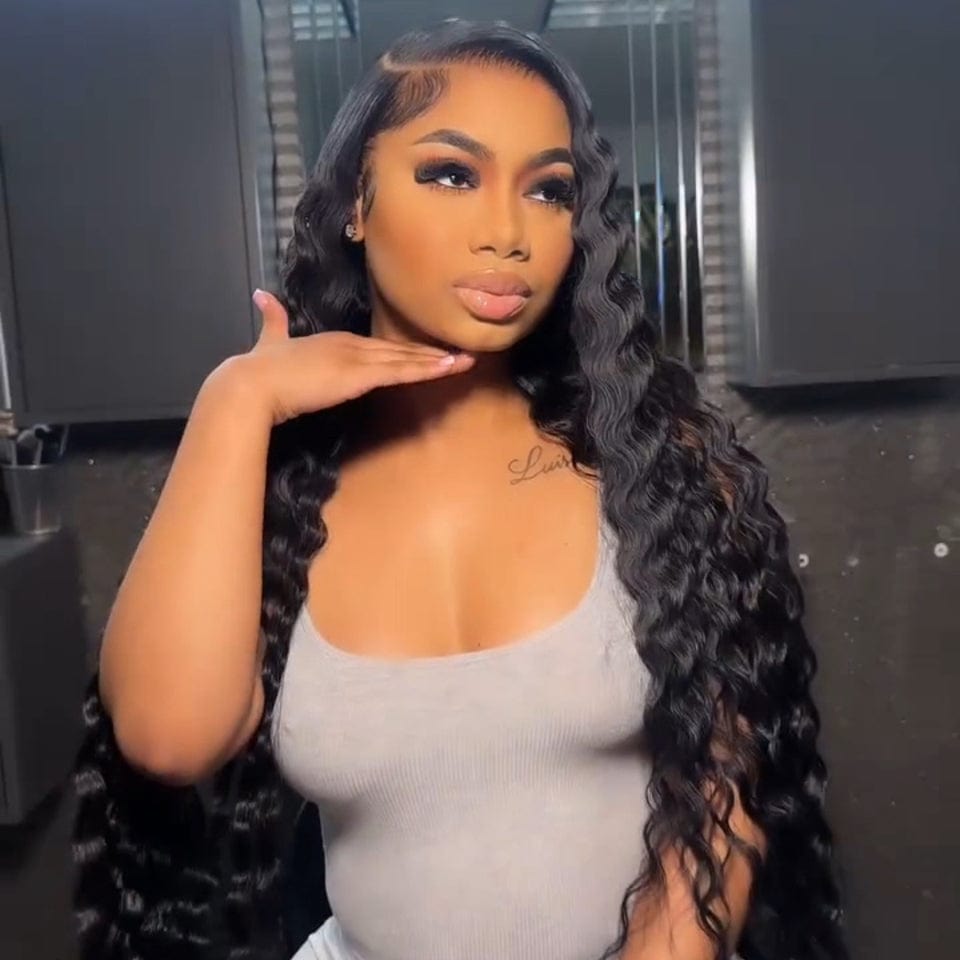 ailuxyhair-fr AILUXY 13x4 Lace Deep Wave Longue Noir Perruque VENTE FLASH