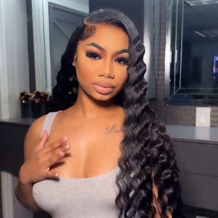 ailuxyhair-fr AILUXY 13x4 Lace Deep Wave Longue Noir Perruque VENTE FLASH