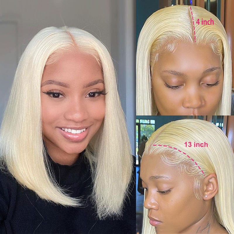 ailuxyhair-fr AILUXY 13x4 Lace Frontal 613 Blond Lisse Bob Perruque 100% Cheveux Humains