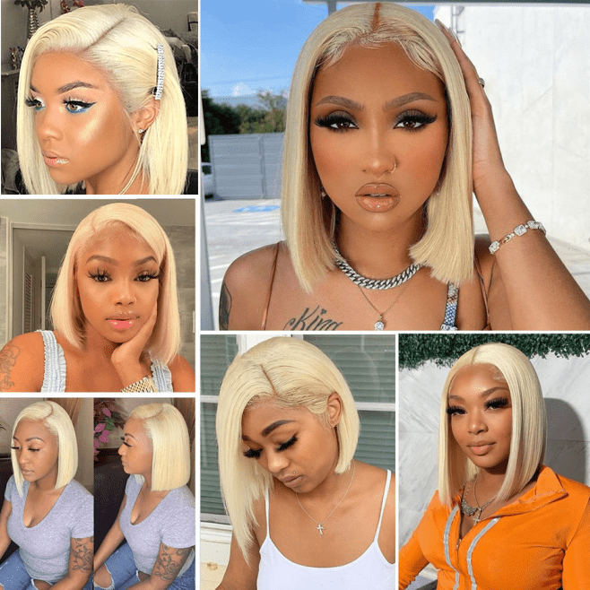 ailuxyhair-fr AILUXY 13x4 Lace Frontal 613 Blond Lisse Bob Perruque 100% Cheveux Humains