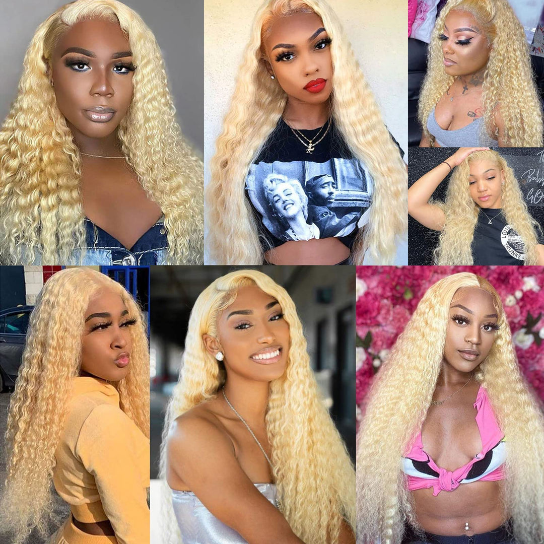 ailuxyhair-fr AILUXY 13x4 Lace Frontal Blond Bouclé Longue Perruque