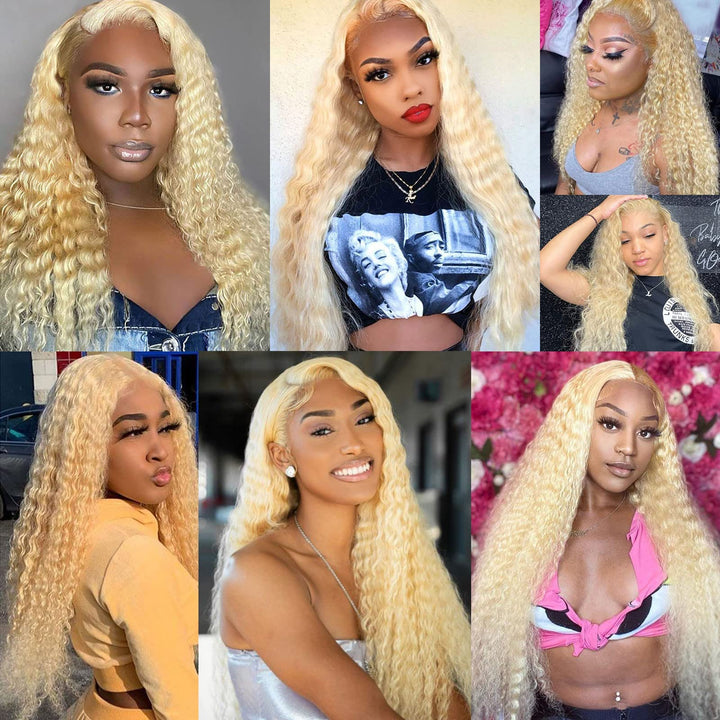 ailuxyhair-fr AILUXY 13x4 Lace Frontal Blond Bouclé Longue Perruque