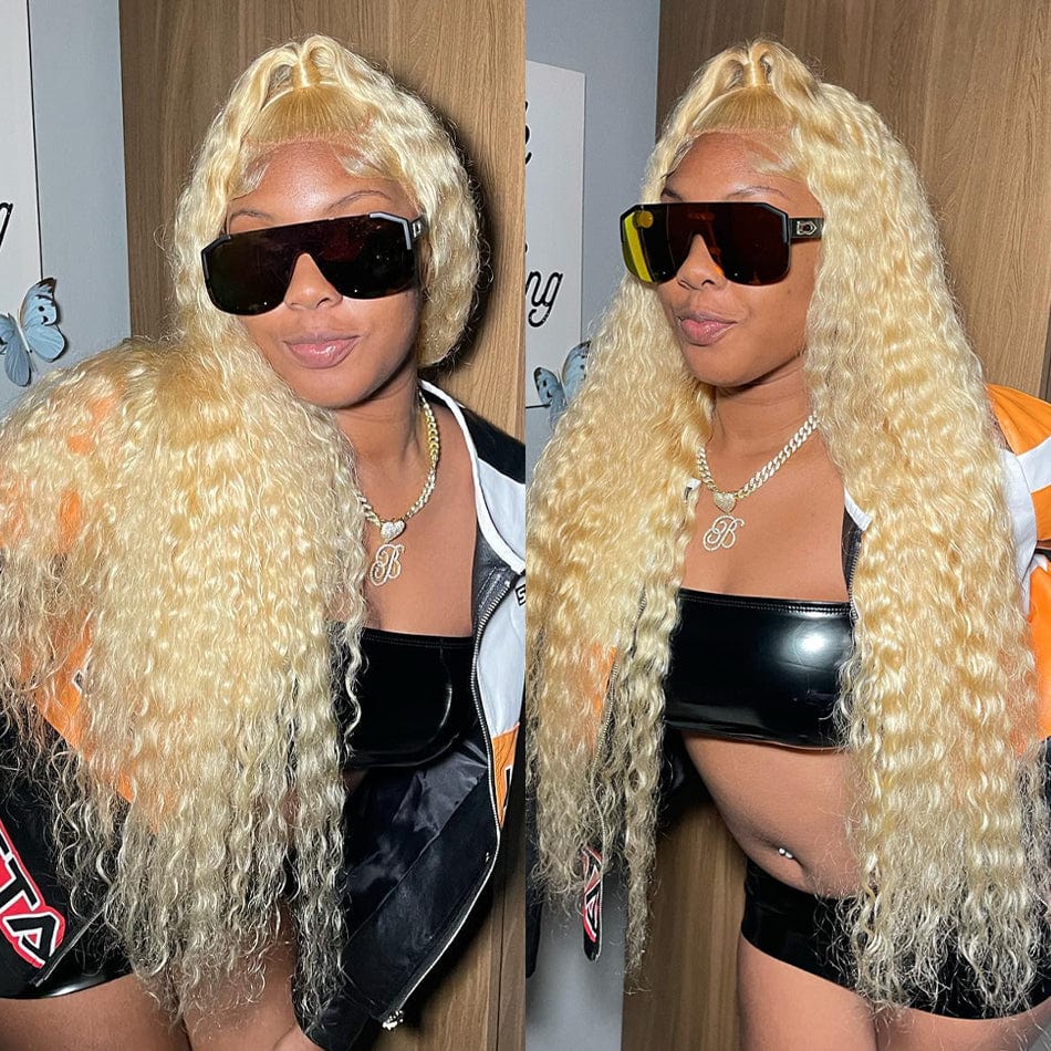 ailuxyhair-fr AILUXY 13x4 Lace Frontal Blond Bouclé Longue Perruque