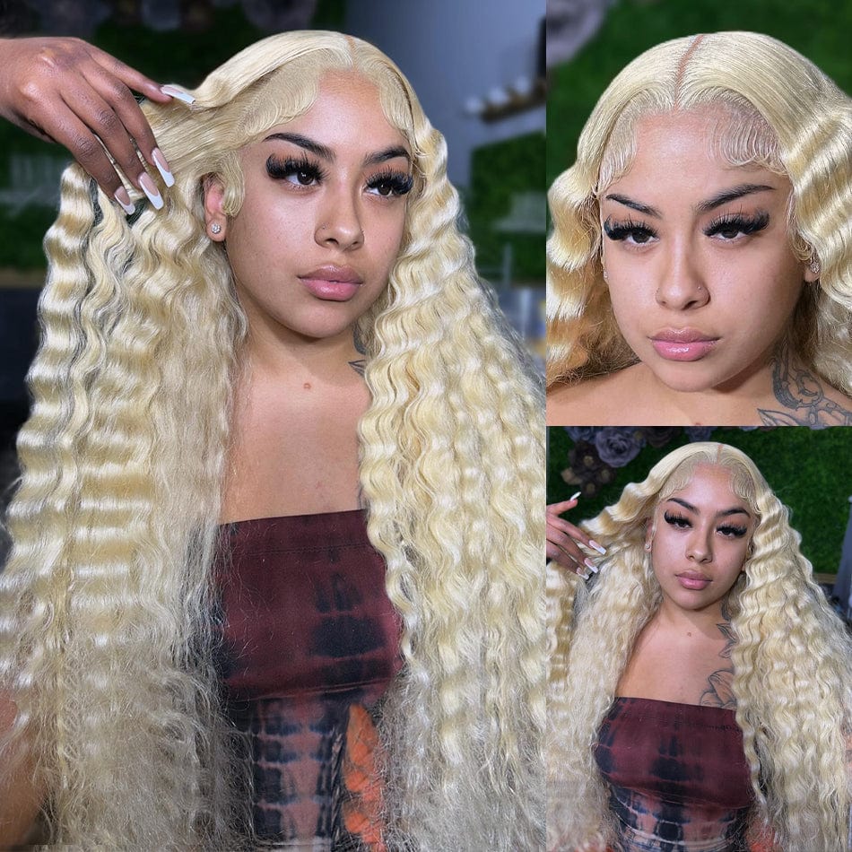ailuxyhair-fr AILUXY 13x4 Lace Frontal Blond Bouclé Longue Perruque