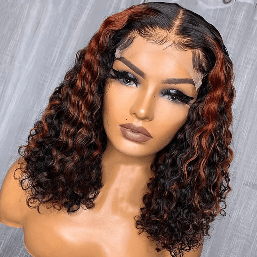 ailuxyhair-fr AILUXY 13x4 Lace Frontal Bob 200% densité Perruque Curly Courte Perruque 100% Cheveux Humains