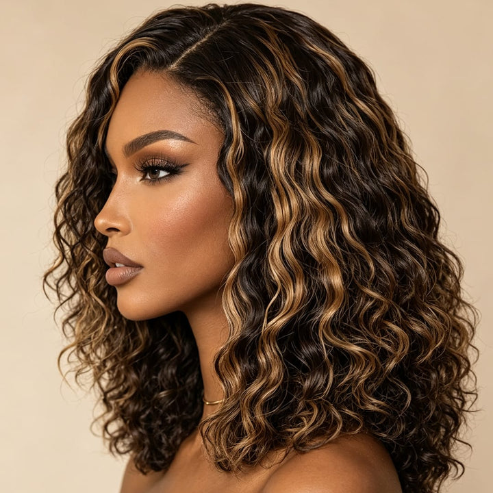 ailuxyhair-fr AILUXY 13x4 Lace Frontal Bob 200% densité Perruque Curly Courte Perruque 100% Cheveux Humains