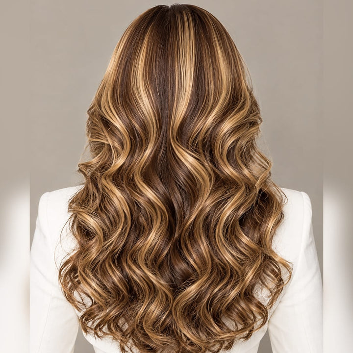 ailuxyhair-fr AILUXY 13x4 Lace Frontal Body Wave Brun Balayage Miel #4#27 Courte Bob Perruque 100% Cheveux Humains
