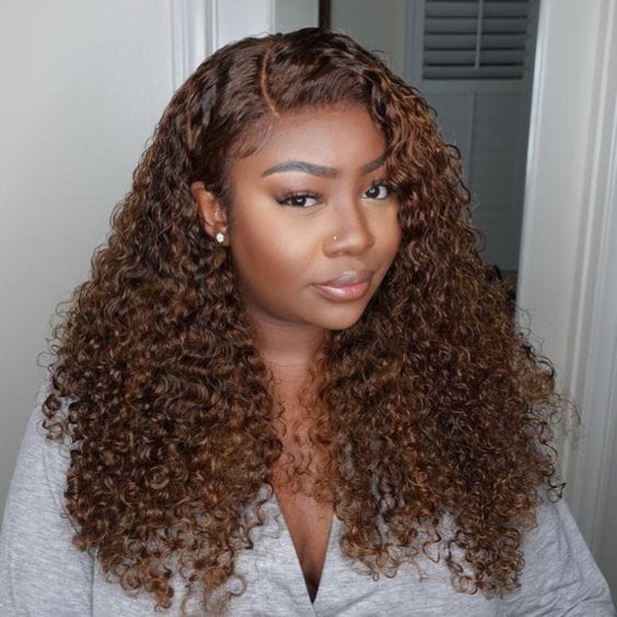 ailuxyhair-fr AILUXY 13x4 Lace Frontal Bouclé Marron Perruque 100% Cheveux Humains