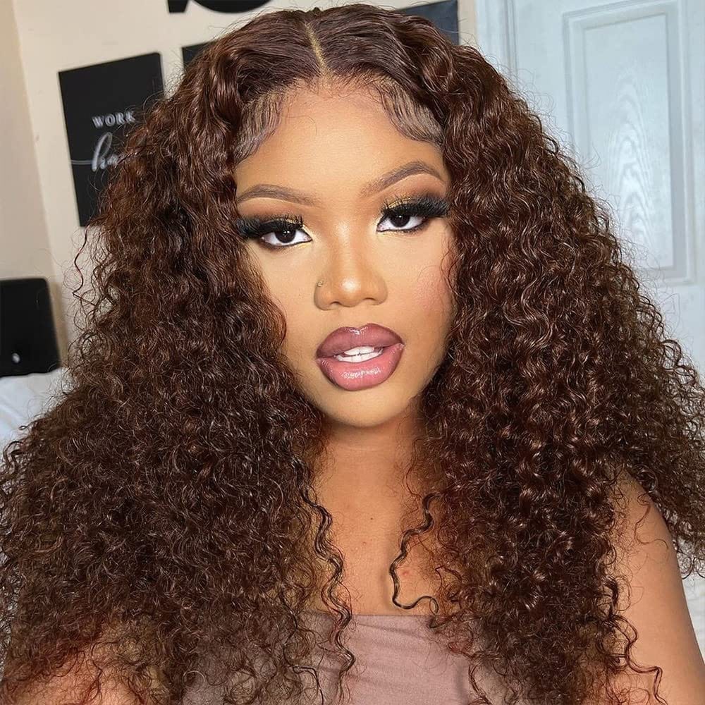 ailuxyhair-fr AILUXY 13x4 Lace Frontal Bouclé Marron Perruque 100% Cheveux Humains