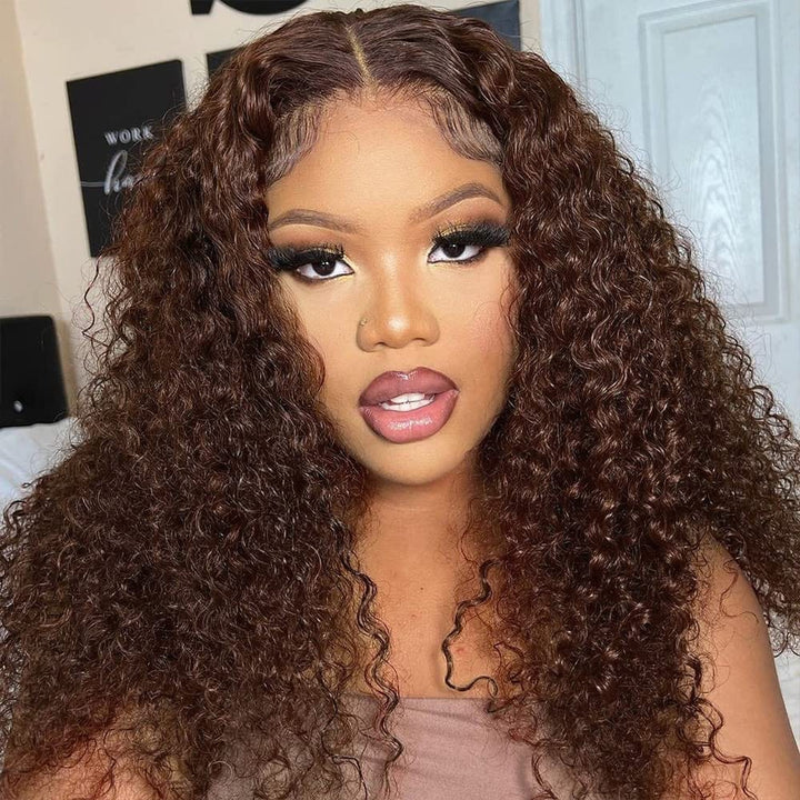ailuxyhair-fr AILUXY 13x4 Lace Frontal Bouclé Marron Perruque 100% Cheveux Humains