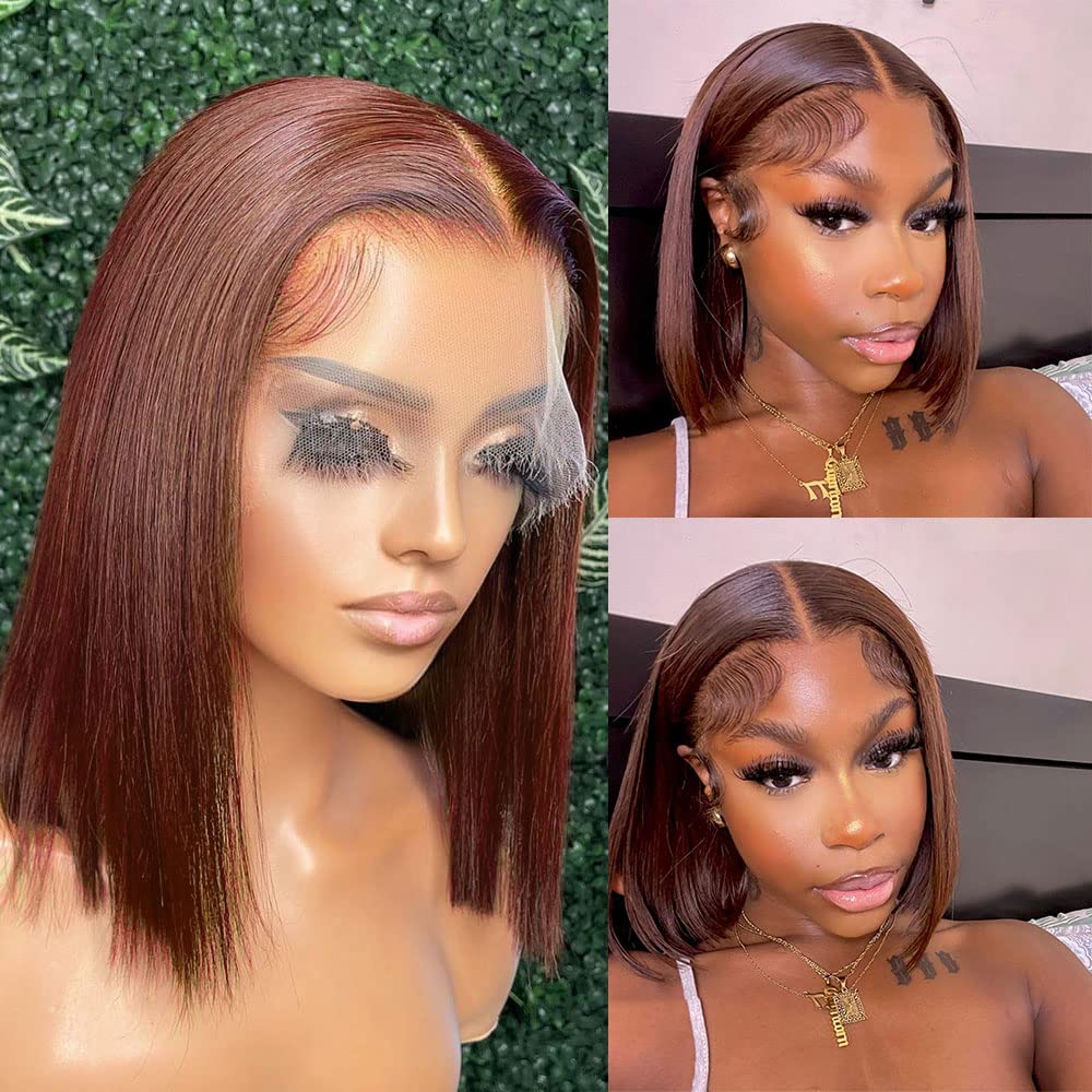ailuxyhair-fr AILUXY 13x4 Lace Frontal Brun Lisse Bob Perruque 100% Cheveux Humains