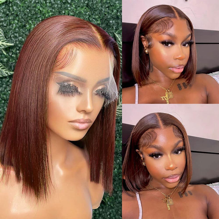 ailuxyhair-fr AILUXY 13x4 Lace Frontal Brun Lisse Bob Perruque 100% Cheveux Humains