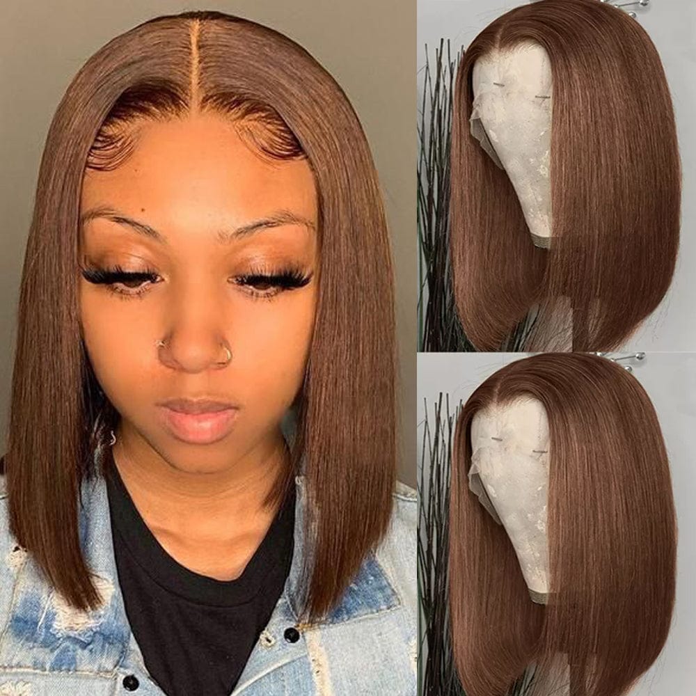 ailuxyhair-fr AILUXY 13x4 Lace Frontal Brun Lisse Bob Perruque 100% Cheveux Humains