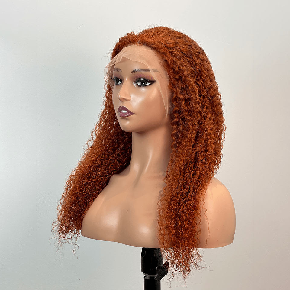 ailuxyhair-fr AILUXY 13x4 Lace Frontal Couleur orange Deep Wave Longue Perruque 100% Cheveux Humains
