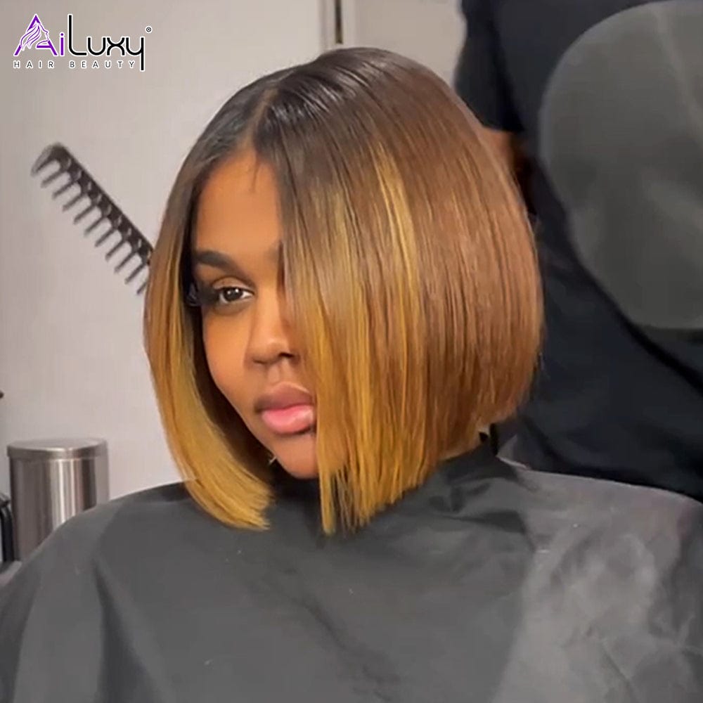 ailuxyhair-fr AILUXY 13x4 Lace Frontal EVA Bob Perruque 100% Cheveux Humains comme sur la vidéo 2 - 3 jours reçus+Un beau cadeau