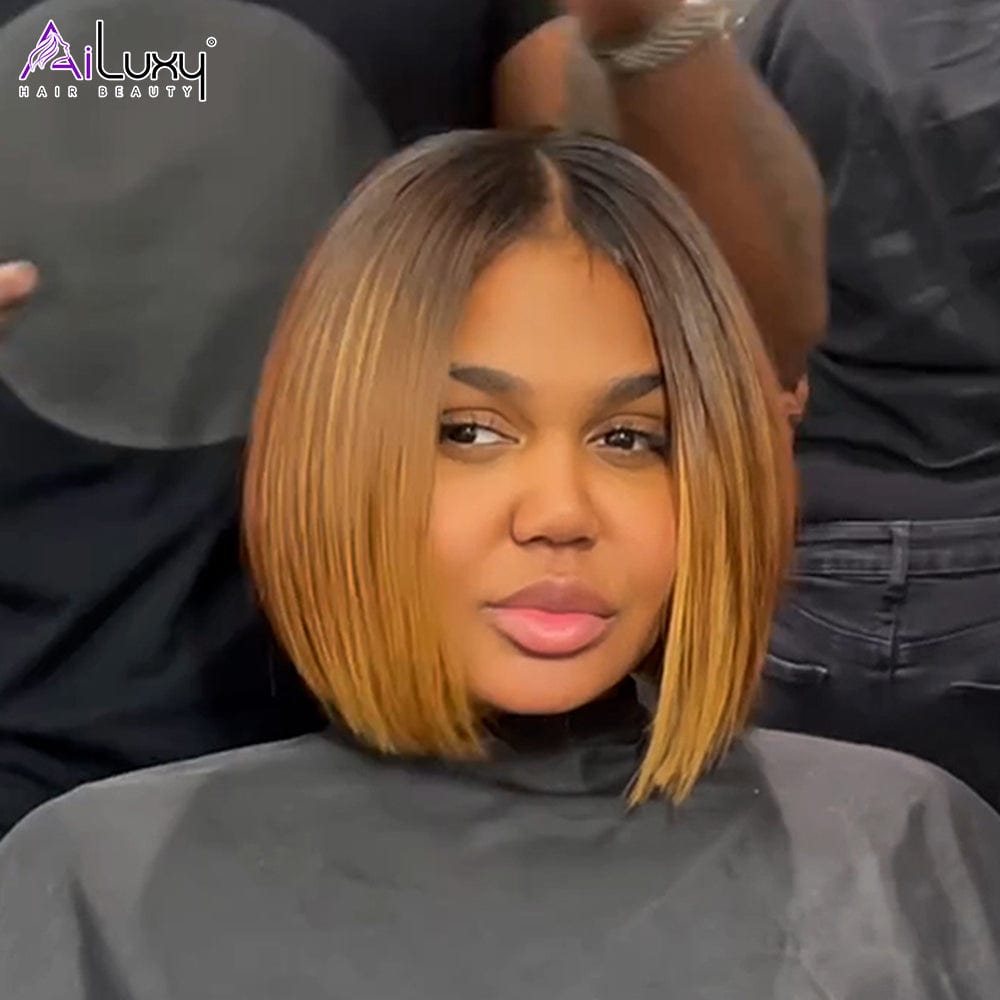 ailuxyhair-fr AILUXY 13x4 Lace Frontal EVA Bob Perruque 100% Cheveux Humains comme sur la vidéo 2 - 3 jours reçus+Un beau cadeau