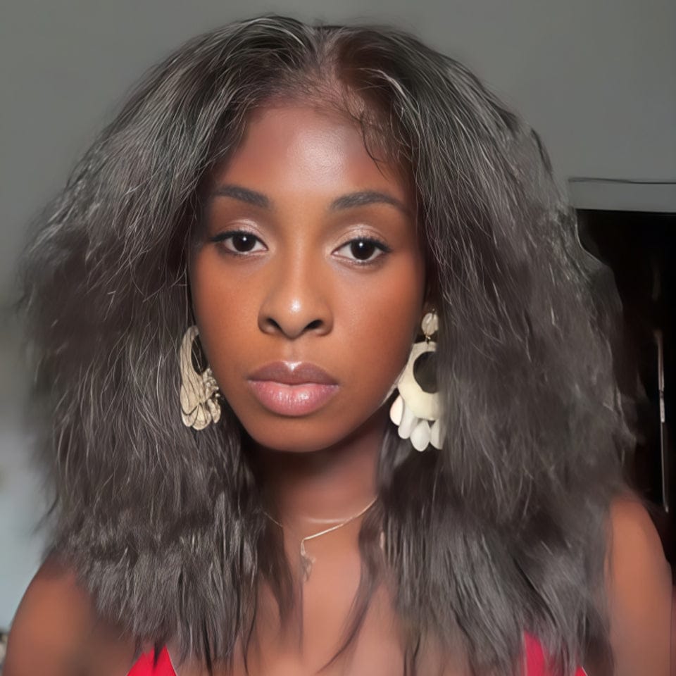 ailuxyhair-fr AILUXY 13x4 Lace Frontal Gris Bob 200% densité Kinky Straight