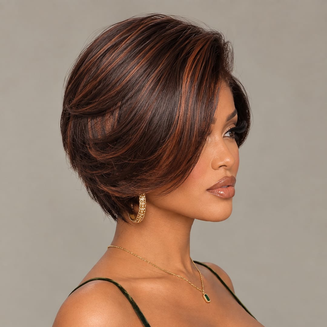 ailuxyhair-fr AILUXY 13x4 Lace Frontal Lisse JUJU Bob Perruque 100% Cheveux Humains comme sur la vidéo 2 - 3 jours reçus+Un beau cadeau