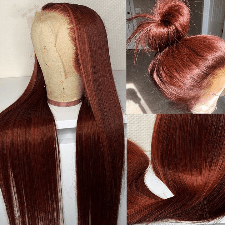 ailuxyhair-fr AILUXY 13x4 Lace Frontal Lisse Longue Brun Cuivré Perruque 100% Cheveux Humains