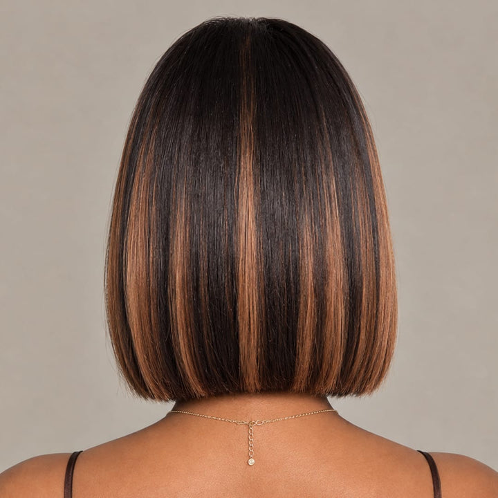 ailuxyhair-fr AILUXY 13x4 Lace Frontal Lisse Noir Aux Reflets Blonds Bob Perruque 100% Cheveux Humains
