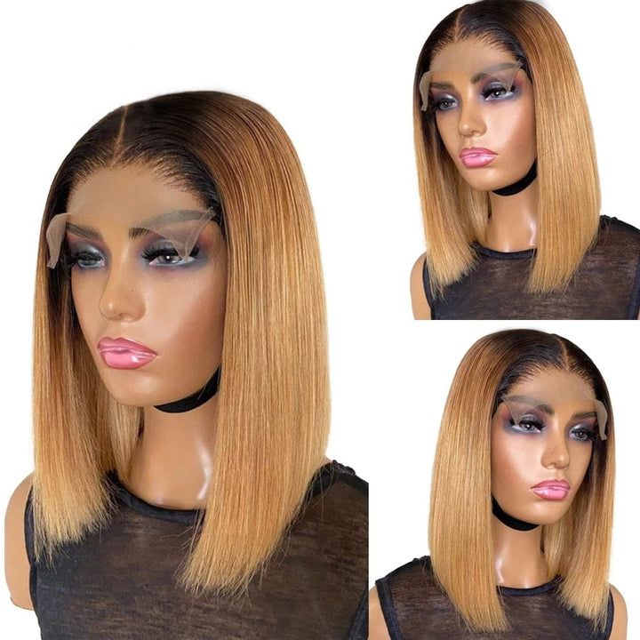 ailuxyhair-fr AILUXY 13x4 Lace Frontal Lisse Noir Châtain 1B27 Bob Perruque 100% Cheveux Humains