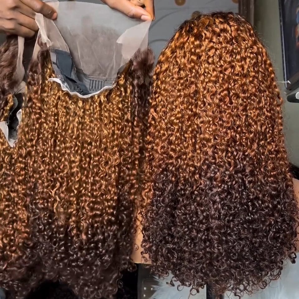 ailuxyhair-fr AILUXY 13x4 Lace Frontal Perruque Bouclée 4/30/4 Bob Perruque 200% Densité 100% Cheveux Humains comme sur la vidéo 2 - 3 jours reçus+Un beau cadeau