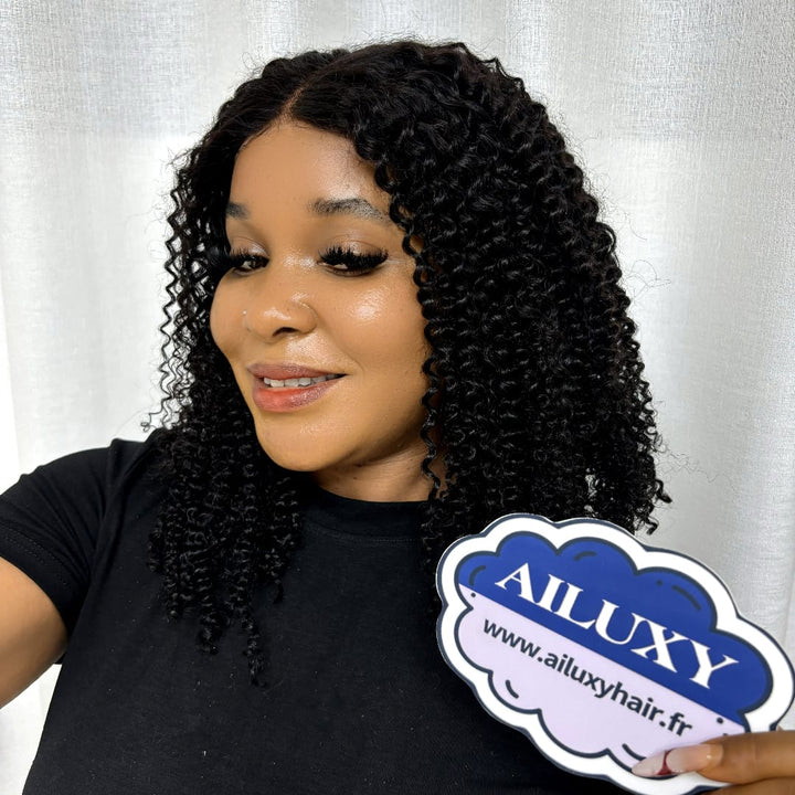ailuxyhair-fr AILUXY 13x4 Lace Frontal Perruque Curly Courte Bouclée – nouvelles perruques avec une raie sur le côté identique à la vidéo