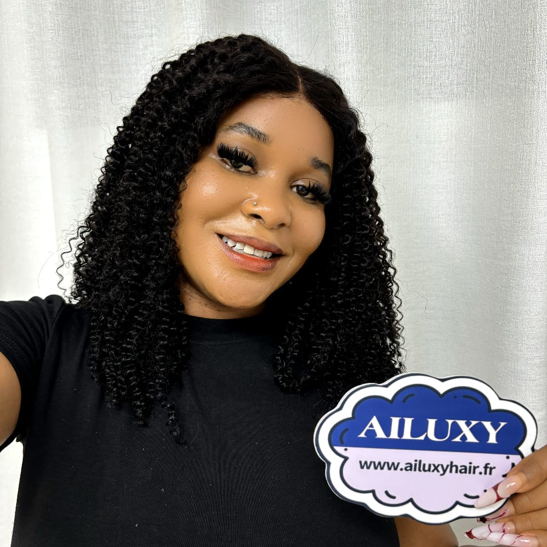 ailuxyhair-fr AILUXY 13x4 Lace Frontal Perruque Curly Courte Bouclée – nouvelles perruques avec une raie sur le côté identique à la vidéo