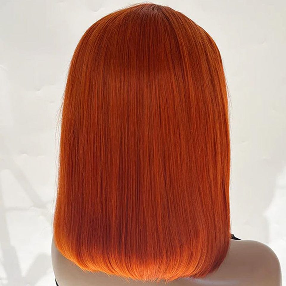 ailuxyhair-fr AILUXY 13x4 Lace Frontal Perruque Lisse Courte Orange Bob Perruque 200% Densité 100% Cheveux Humains