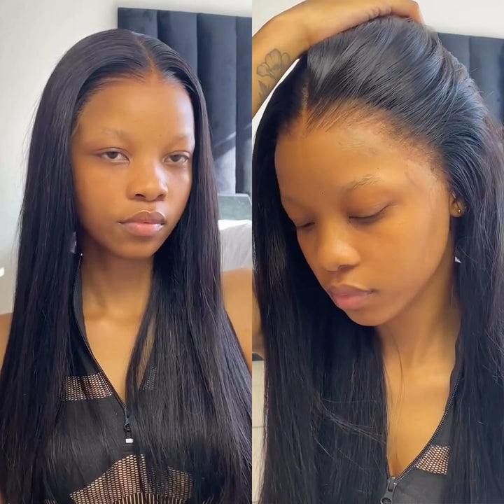 ailuxyhair-fr AILUXY 13x4 Lace Frontal Perruque Lisse Noir Perruque Légère pour Été : Respirable et Stylish