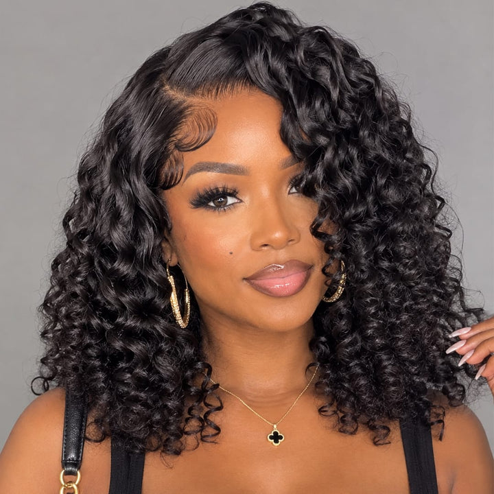 ailuxyhair-fr AILUXY 13x4 Lace Frontal Perruque Rose Wavy Courte Bob Perruque 200% Densité  100% Cheveux Humains comme sur la vidéo 2 - 3 jours reçus+Un beau cadeau