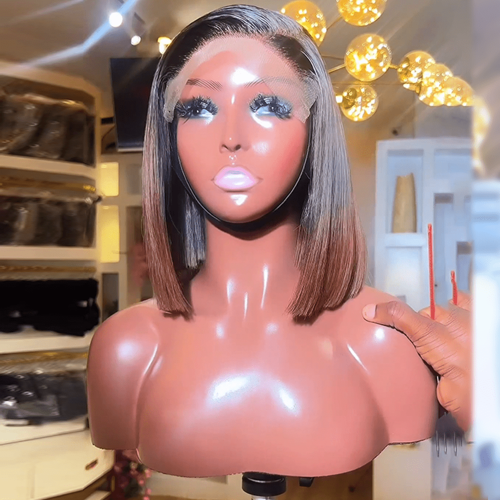 ailuxyhair-fr AILUXY 13x4 Lace Frontal Rose Bob Perruque 100% Cheveux Humains comme sur la vidéo 2 - 3 jours reçus+Un beau cadeau
