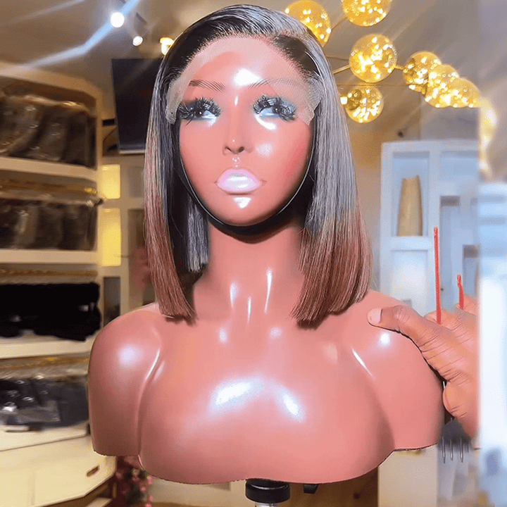ailuxyhair-fr AILUXY 13x4 Lace Frontal Rose Bob Perruque 100% Cheveux Humains comme sur la vidéo 2 - 3 jours reçus+Un beau cadeau