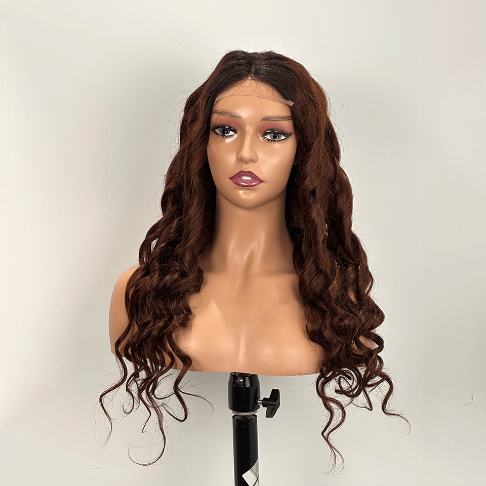 ailuxyhair-fr AILUXY 13x4 Lace Frontal T1b/4# Bourgogne loose wave Longue Perruque 100% Cheveux Humains