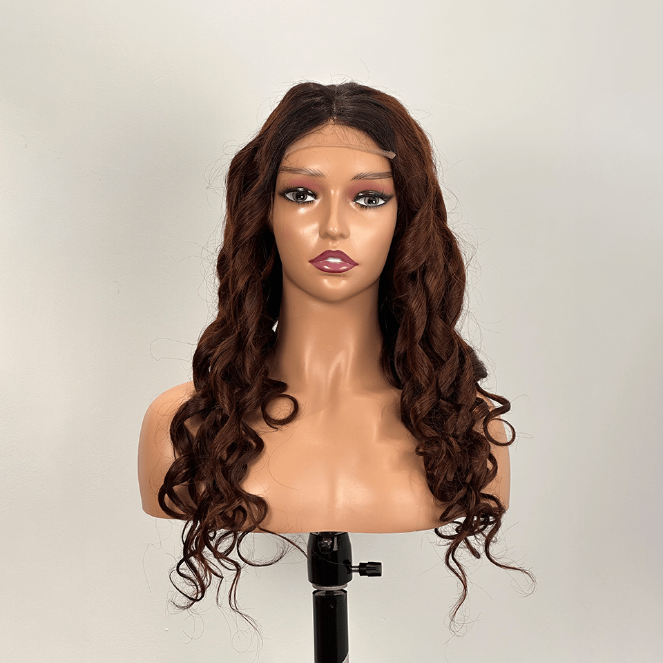 ailuxyhair-fr AILUXY 13x4 Lace Frontal T1b/4# Bourgogne loose wave Longue Perruque 100% Cheveux Humains