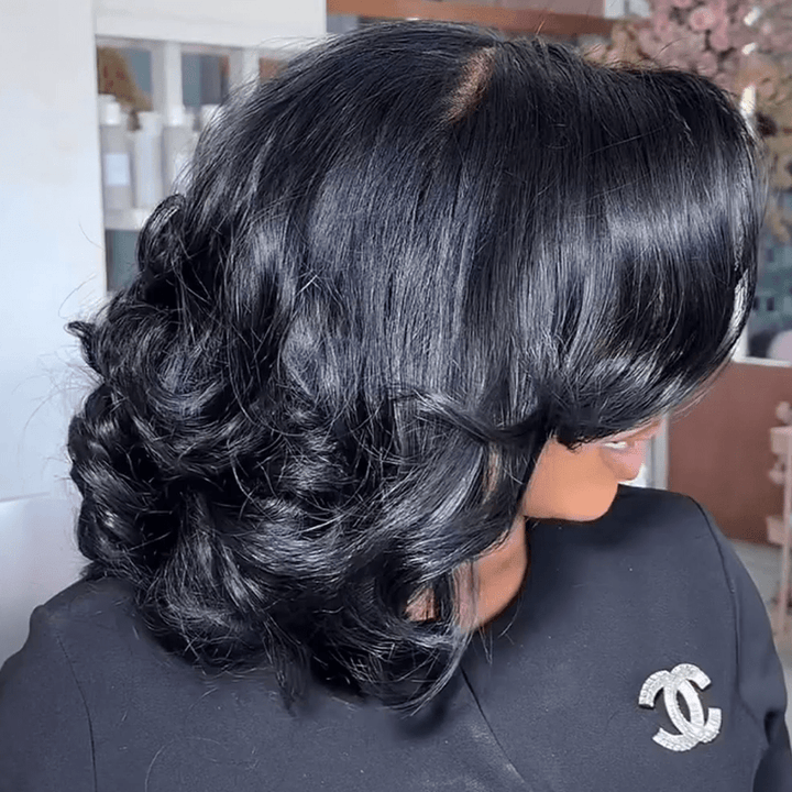 ailuxyhair-fr AILUXY 13x4 Lace Frontal Wave Longue Perruque 100% Cheveux Humains comme sur la vidéo 2 - 3 jours reçus+Un beau cadeau