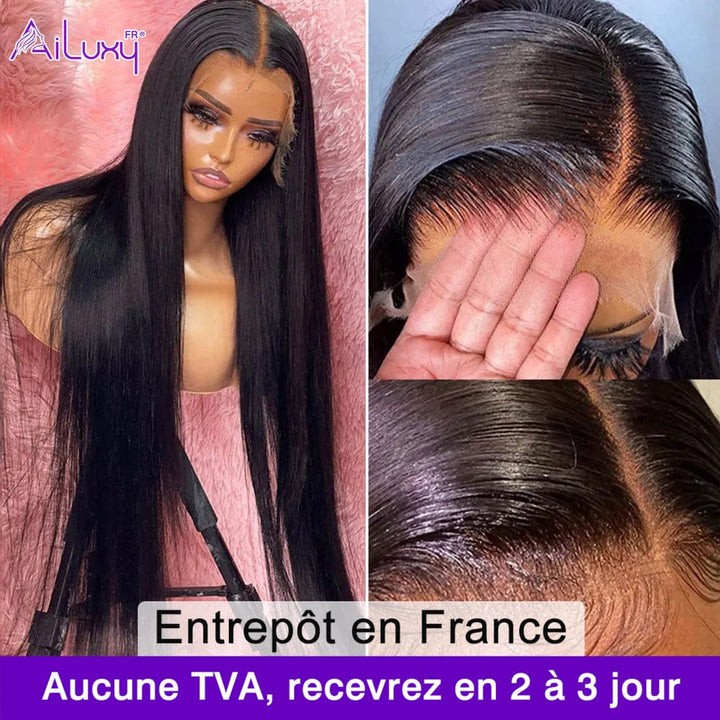 ailuxyhair-fr AILUXY 13x6 Lace Frontal Rejoice Perruque 200% densité Vrais Cheveux Humains perruques cheveux naturels de qualité comme sur la vidéo 2 - 3 jours reçus+Un beau cadeau