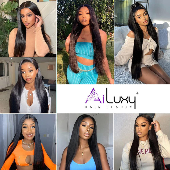 ailuxyhair-fr AILUXY 13x6 Lace Frontal Rejoice Perruque 200% densité Vrais Cheveux Humains perruques cheveux naturels de qualité comme sur la vidéo 2 - 3 jours reçus+Un beau cadeau