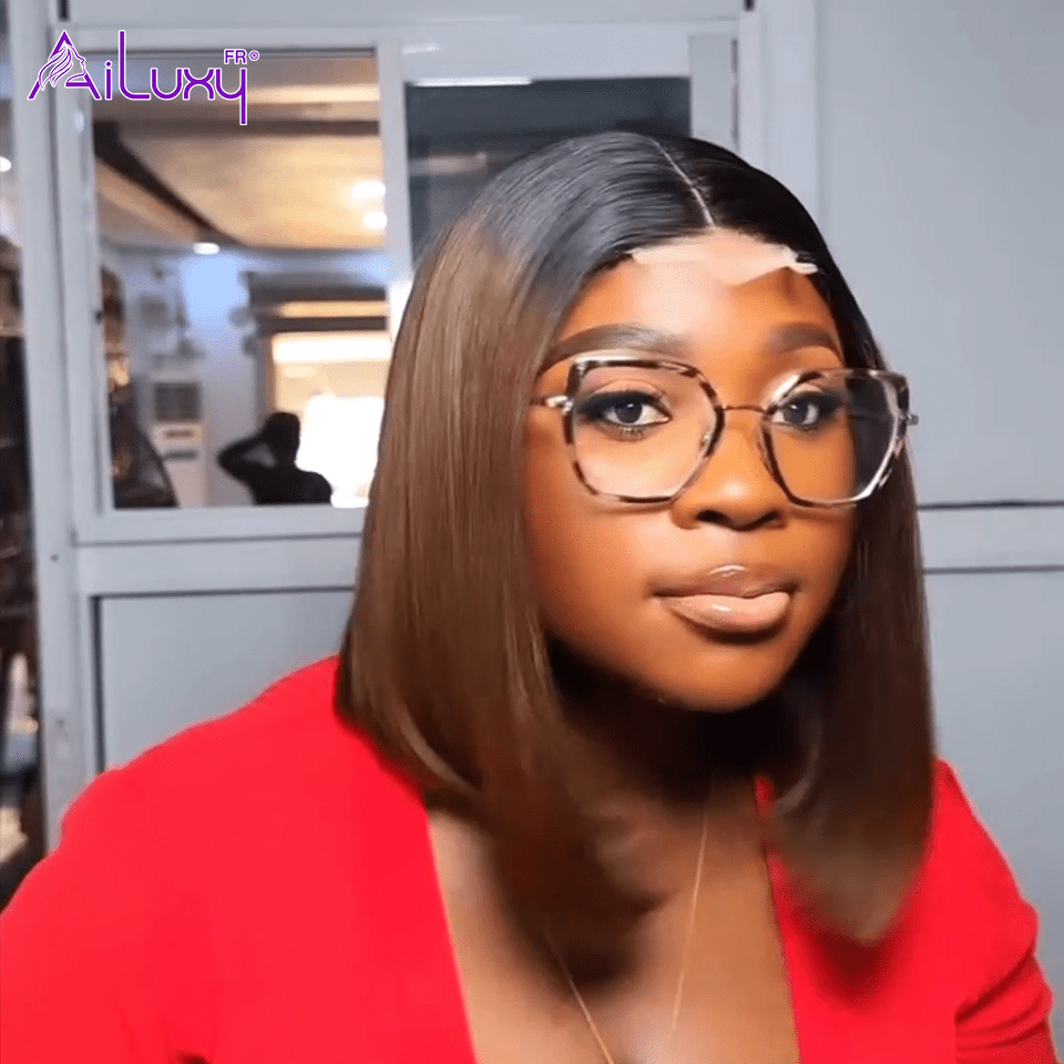 ailuxyhair-fr AILUXY 1bt4 2x6 lace courte Perruque 100% Cheveux Humains comme sur la vidéo 3 - 4 jours reçus+Un beau cadeau