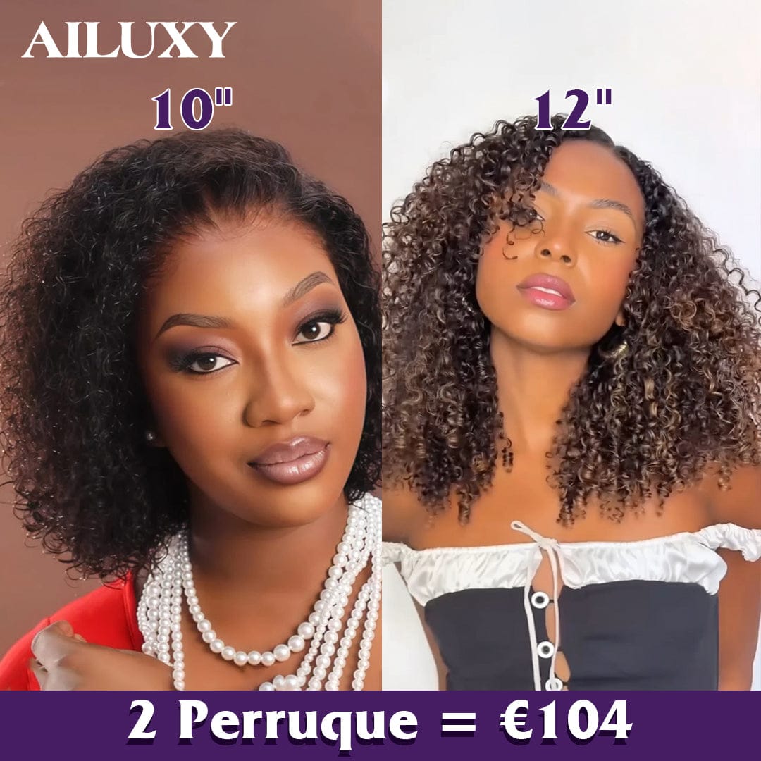 ailuxyhair-fr AILUXY 2 Perruque 13x4 Lace Frontal 1b curly +1bt4 curly - 100% Cheveux Humains