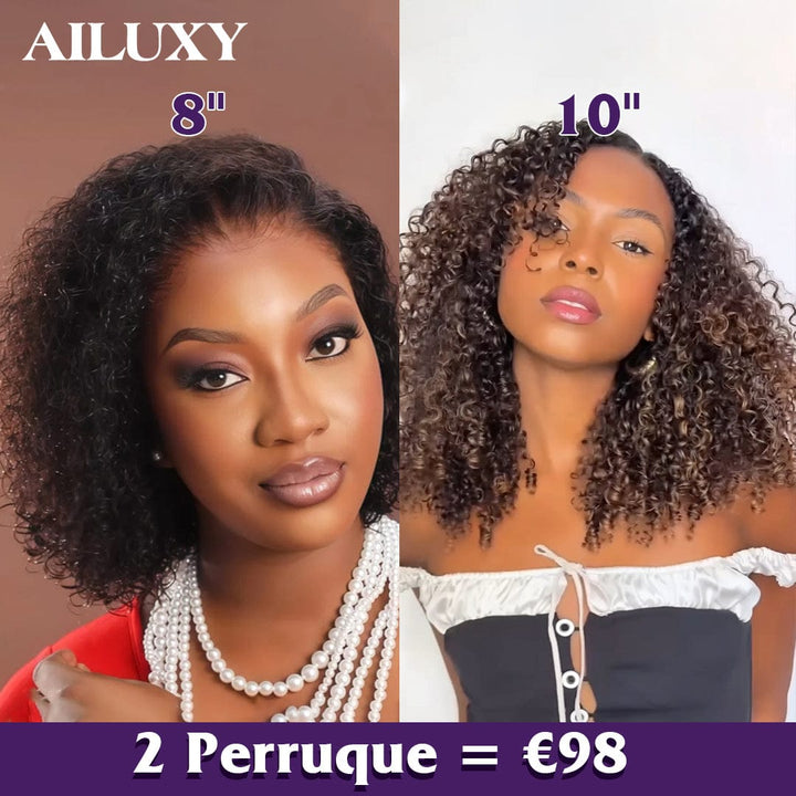 ailuxyhair-fr AILUXY 2 Perruque 13x4 Lace Frontal 1b curly +1bt4 curly - 100% Cheveux Humains