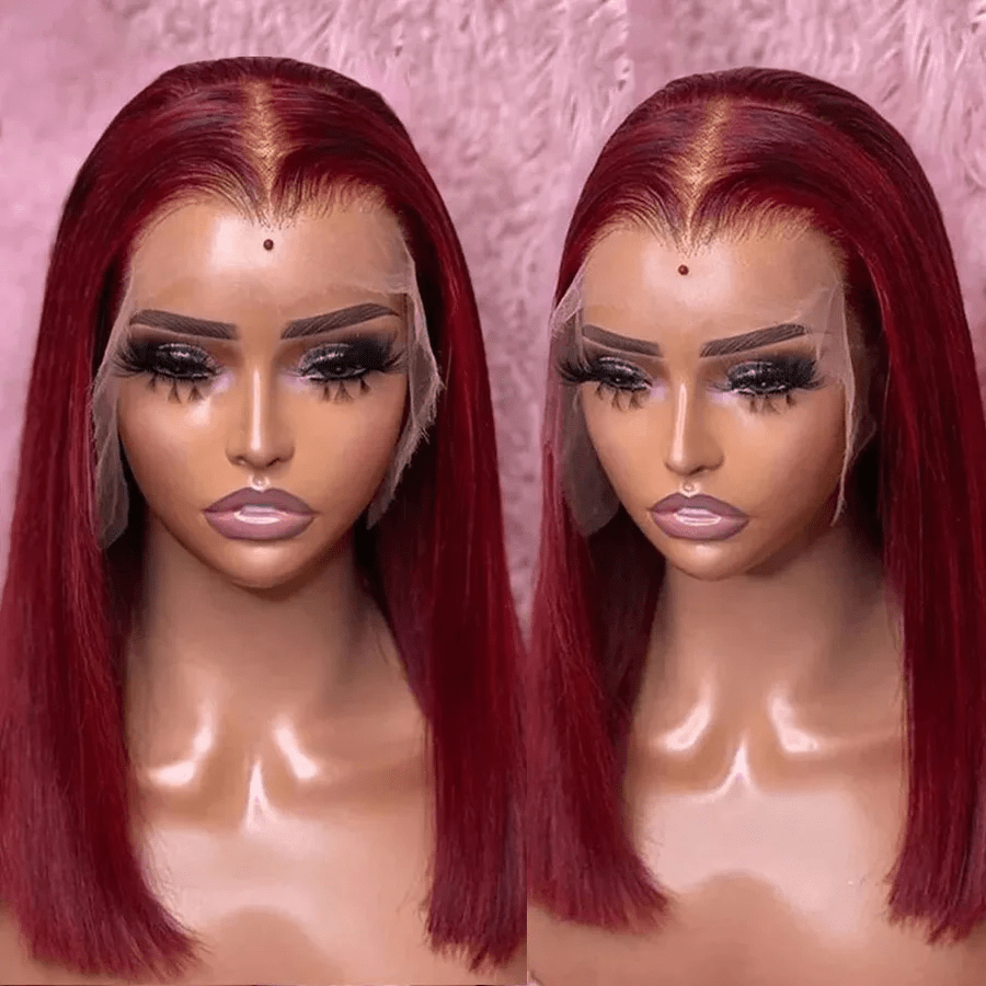 ailuxyhair-fr AILUXY 4x4/13x4 Lace Frontal Lisse 99J Bourgogne Bob Perruque 100% Cheveux Humains