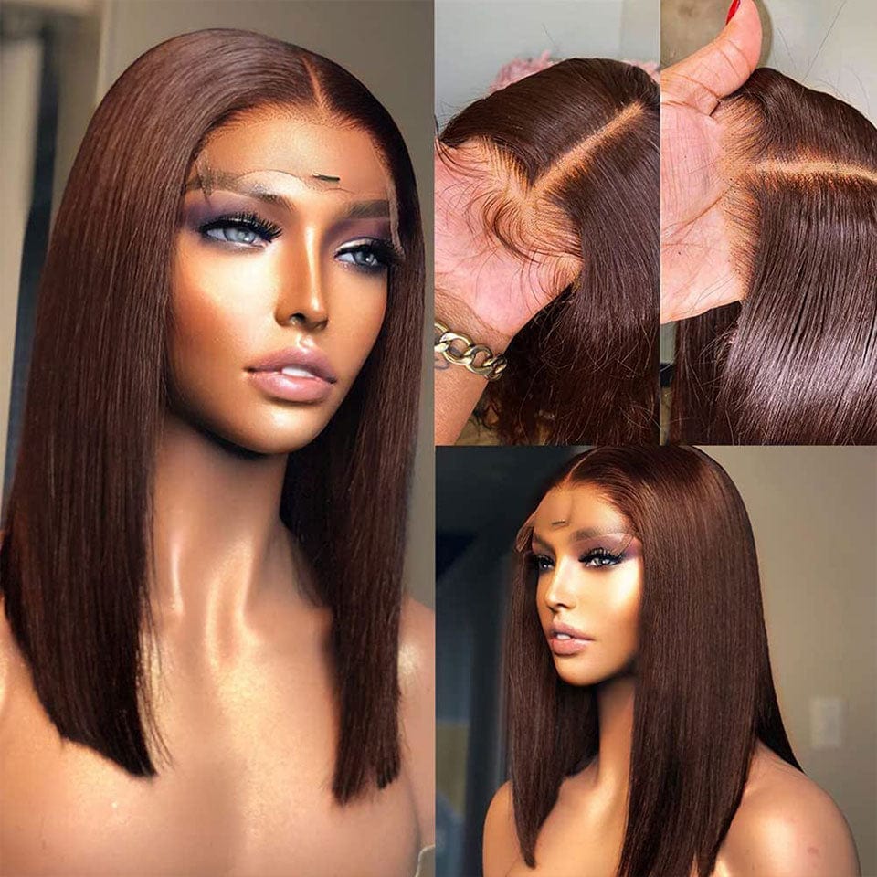 ailuxyhair-fr AILUXY 4x4 Lace Closure 4# Marron Lisse Bob Perruque