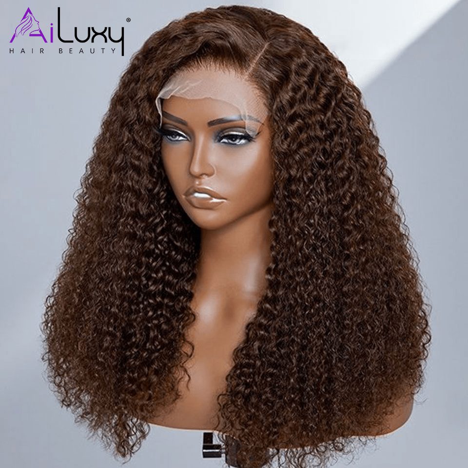 ailuxyhair-fr AILUXY 4x4 Lace Closure Bouclé Marron Bob Perruque 100% Cheveux Humains